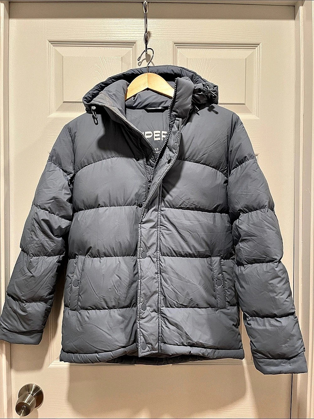 Tna The Super Puff Down Puffer Jacket in Gray/Blue Like New